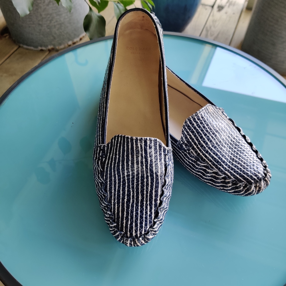 Cole Haan Grand.OS Snake Emb Leather Driving Flat